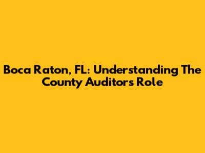 Boca Raton, FL: Understanding The County Auditor's Role