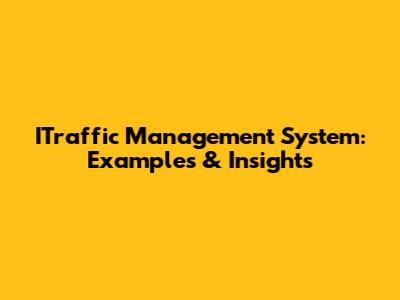 ITraffic Management System: Examples & Insights